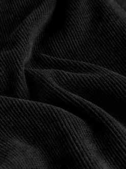 Black Wide Leg Soft Cord Trousers