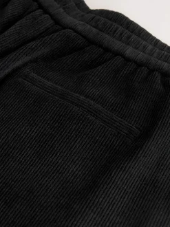 Black Wide Leg Soft Cord Trousers