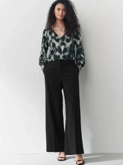 Black Wide Leg Tailored Trousers