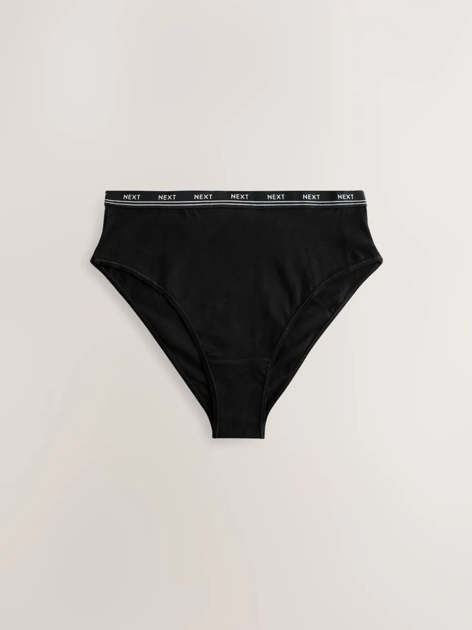 Black with Black Logo High Rise High Leg Cotton Logo Knickers 4 Pack