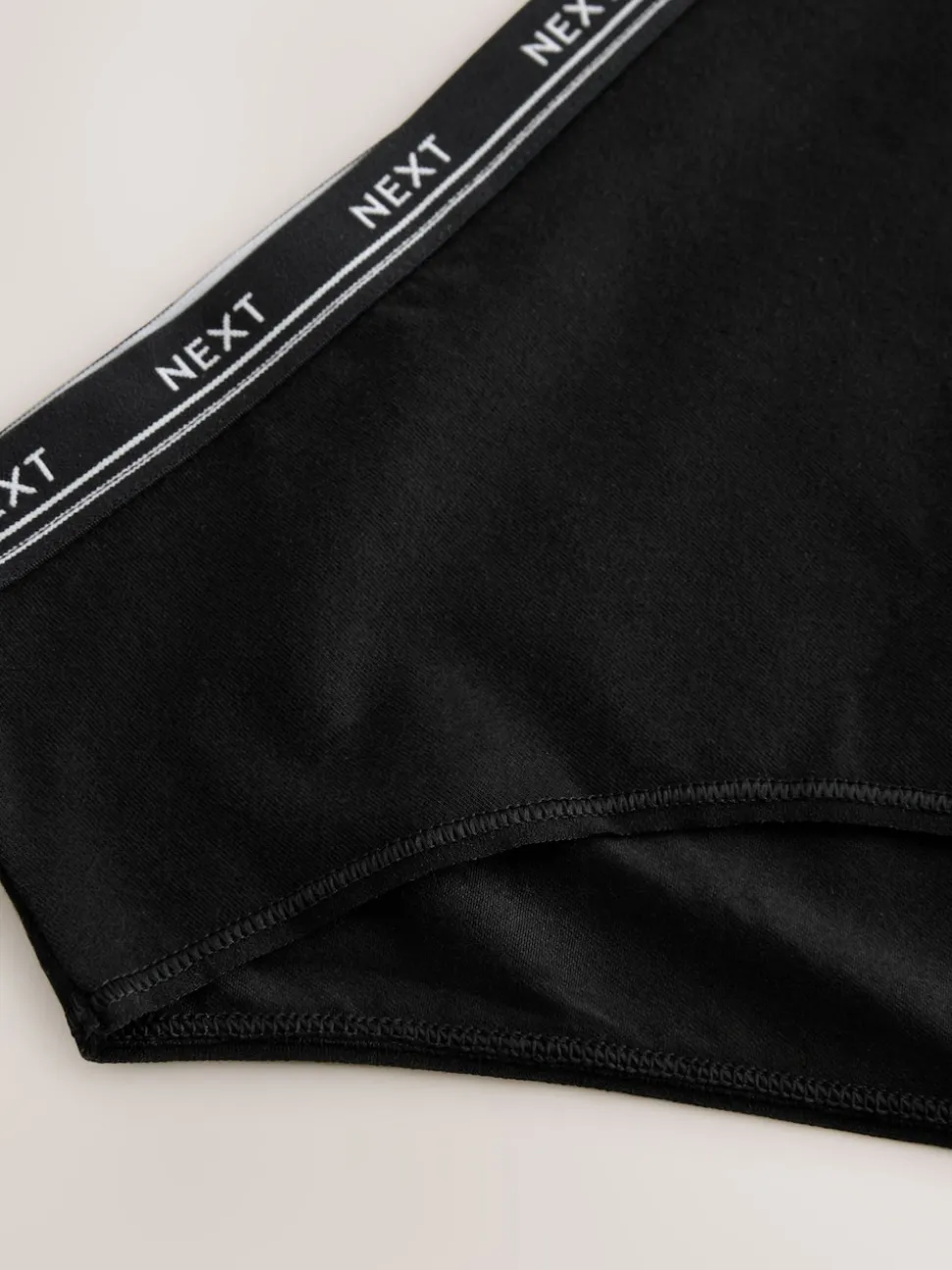 Black with Black Logo High Rise High Leg Cotton Logo Knickers 4 Pack