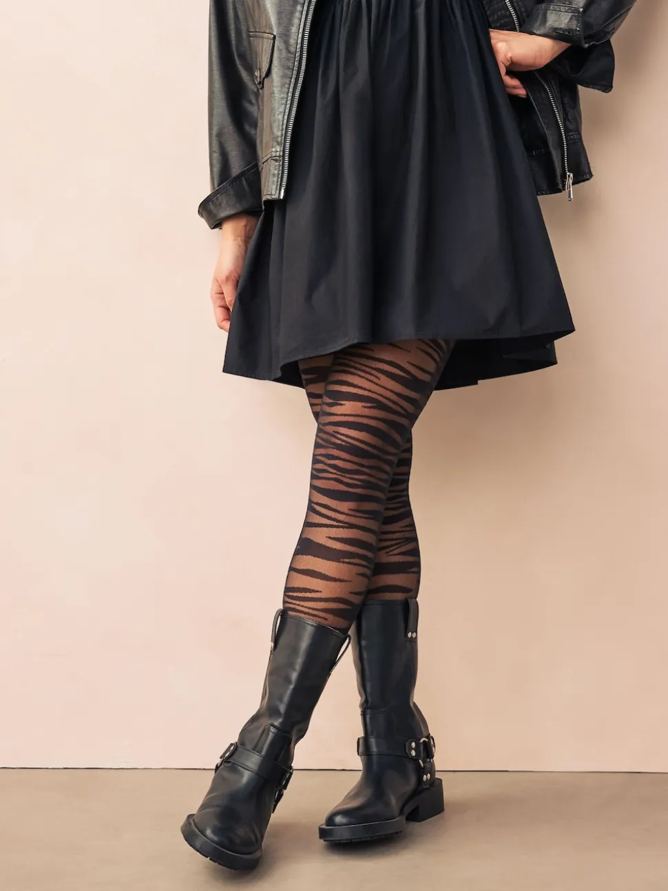 Black Zebra Pattern Tights