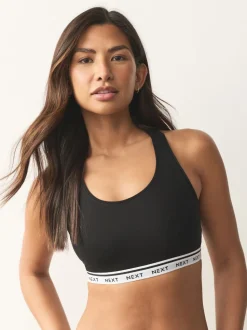 Black/Black/Grey/White Ultimate Comfort Cotton Logo Crop Bras 4 Pack