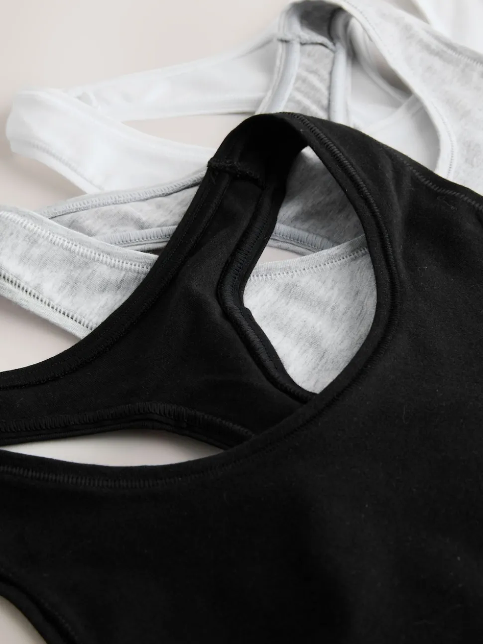 Black/Black/Grey/White Ultimate Comfort Cotton Logo Crop Bras 4 Pack