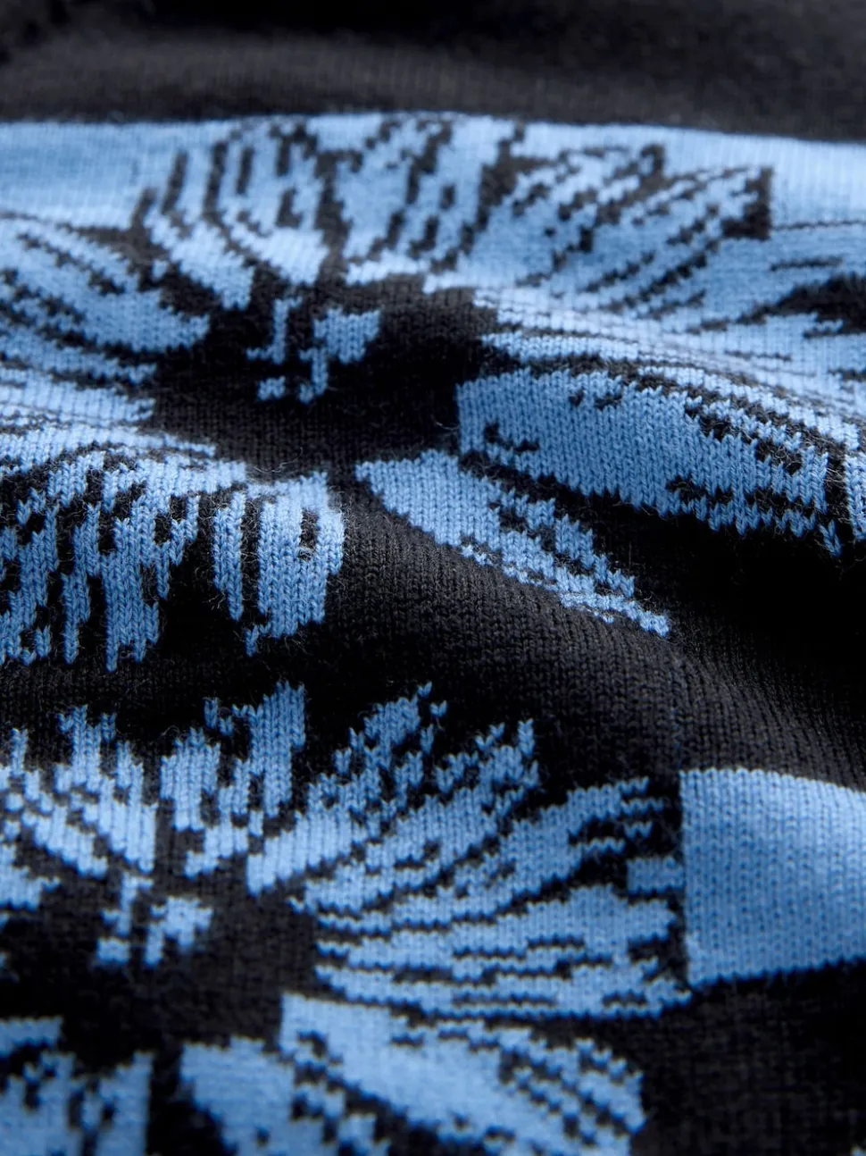 Black/Blue Floral Stripe Soft Touch Crew Neck Cotton Rich Jumper