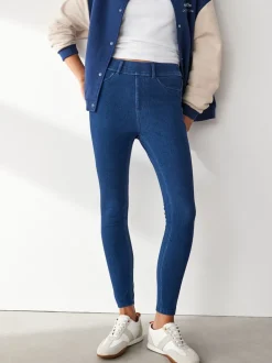 Black/Blue Full Length Jersey Denim Leggings 2 Pack