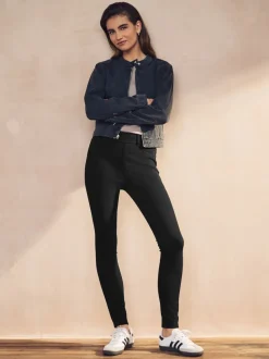 Black/Blue Full Length Jersey Denim Leggings 2 Pack