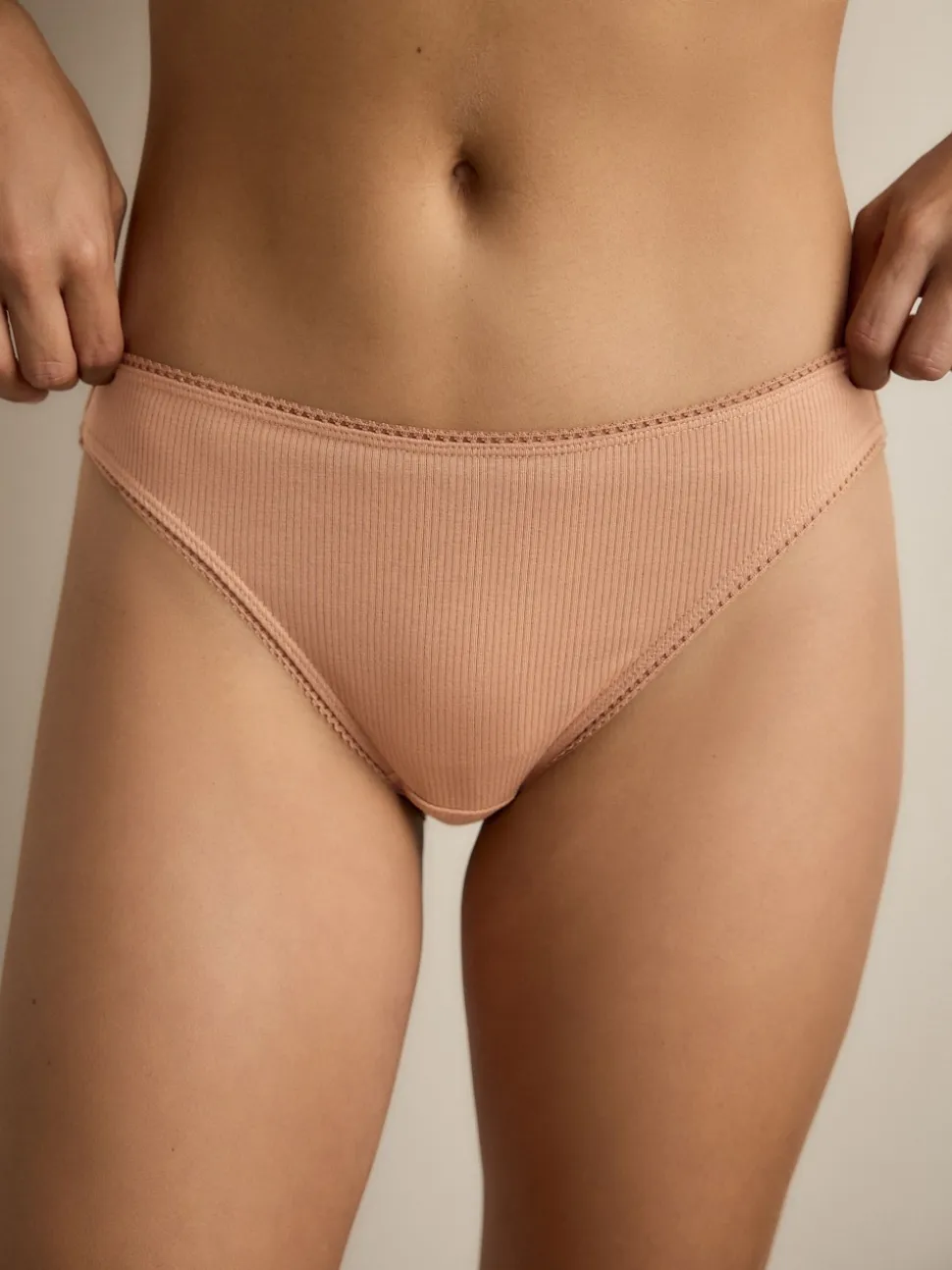 Black/Caramel Nude/Praline Nude High Rise High Leg Cotton Rib Knickers 3 Pack