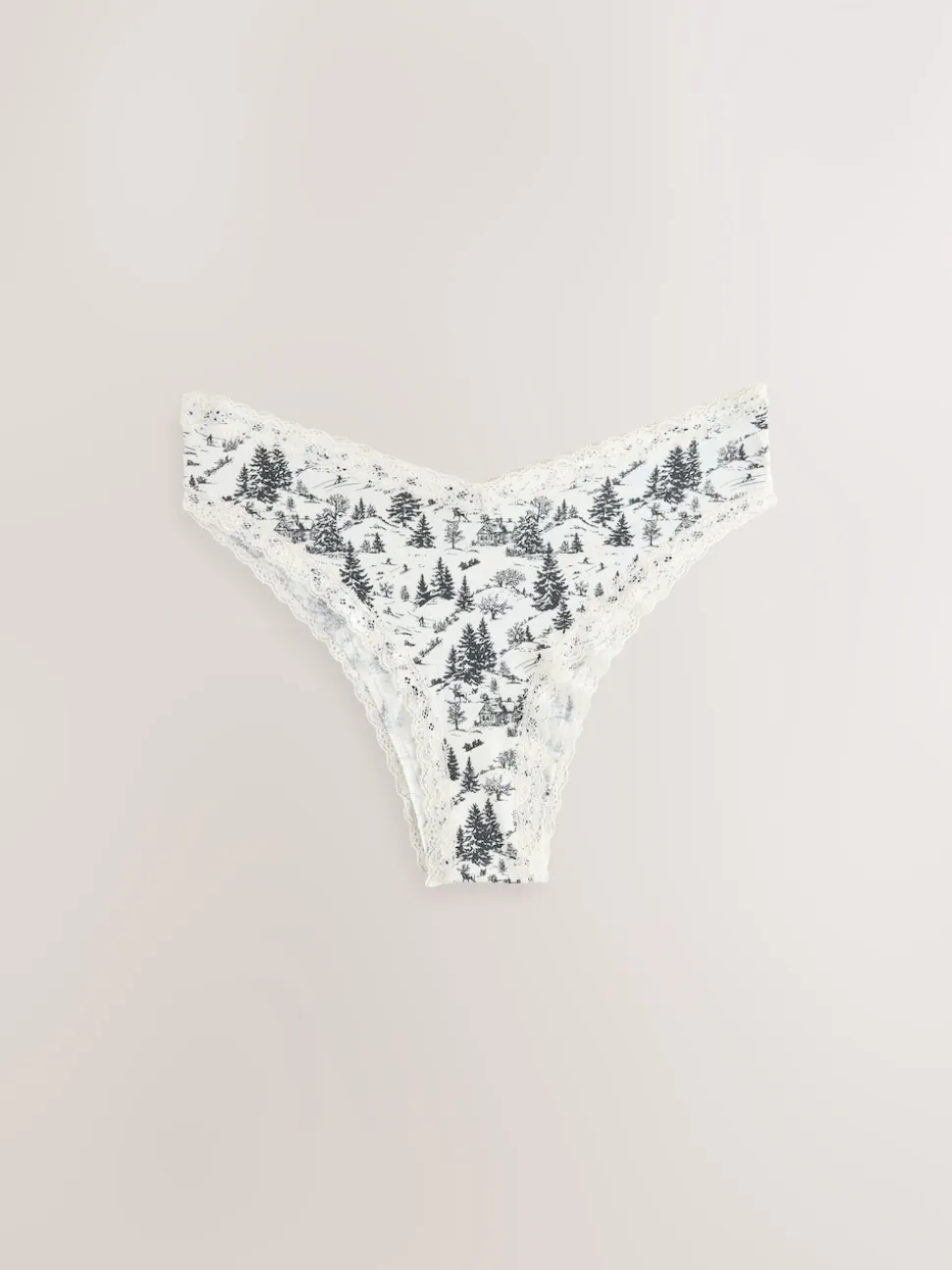 Black/Cream Extra High Leg Cotton Lace Knickers 4 Pack