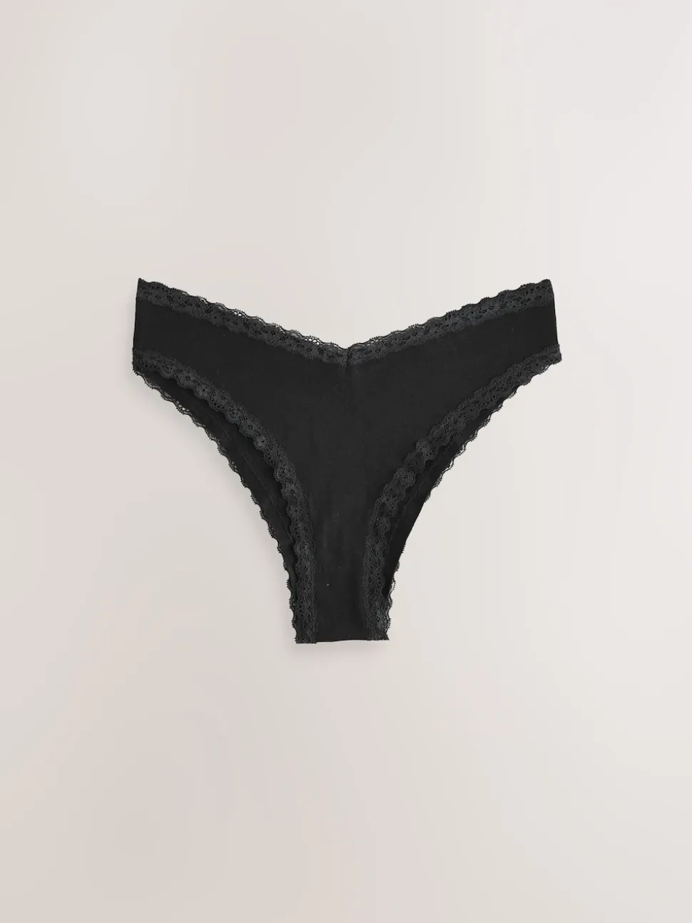 Black/Cream Extra High Leg Cotton Lace Knickers 4 Pack