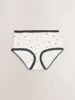 Black/Cream Midi Cotton Lace Knickers 4 Pack