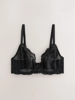 Black/Cream Non Pad Plunge DD+ Lace Bras 2 Pack