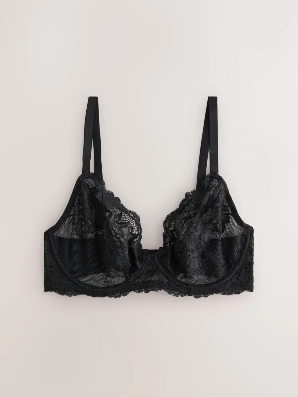 Black/Cream Non Pad Plunge DD+ Lace Bras 2 Pack