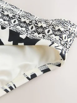 Black/Cream Palm High Leg Print Bikini Bottoms