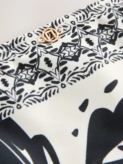 Black/Cream Palm High Leg Print Bikini Bottoms