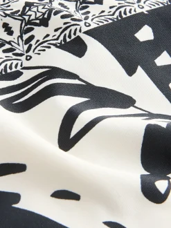 Black/Cream Palm High Leg Print Bikini Bottoms