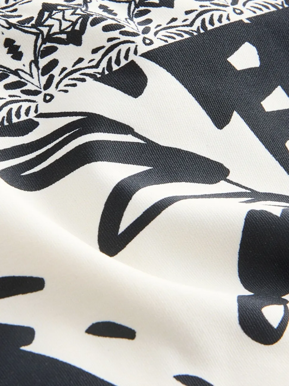 Black/Cream Palm High Leg Print Bikini Bottoms