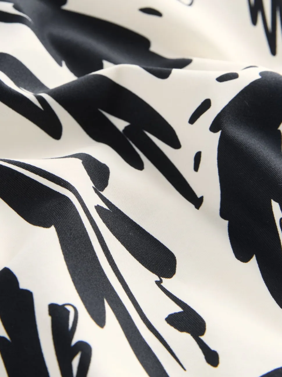 Black/Cream Palm High Waist Print Bikini Bottoms