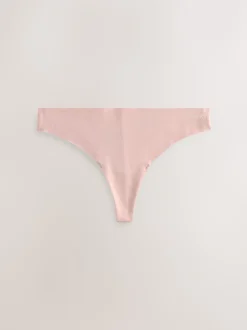 Black/Cream/Pink Thong Cotton Blend No VPL Knickers 7 Pack