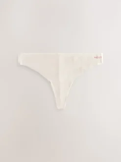 Black/Cream/Pink Thong Cotton Blend No VPL Knickers 7 Pack