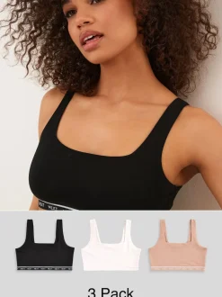 Black/Cream/Praline Nude 3 Pack Ultimate Comfort Crop Tops