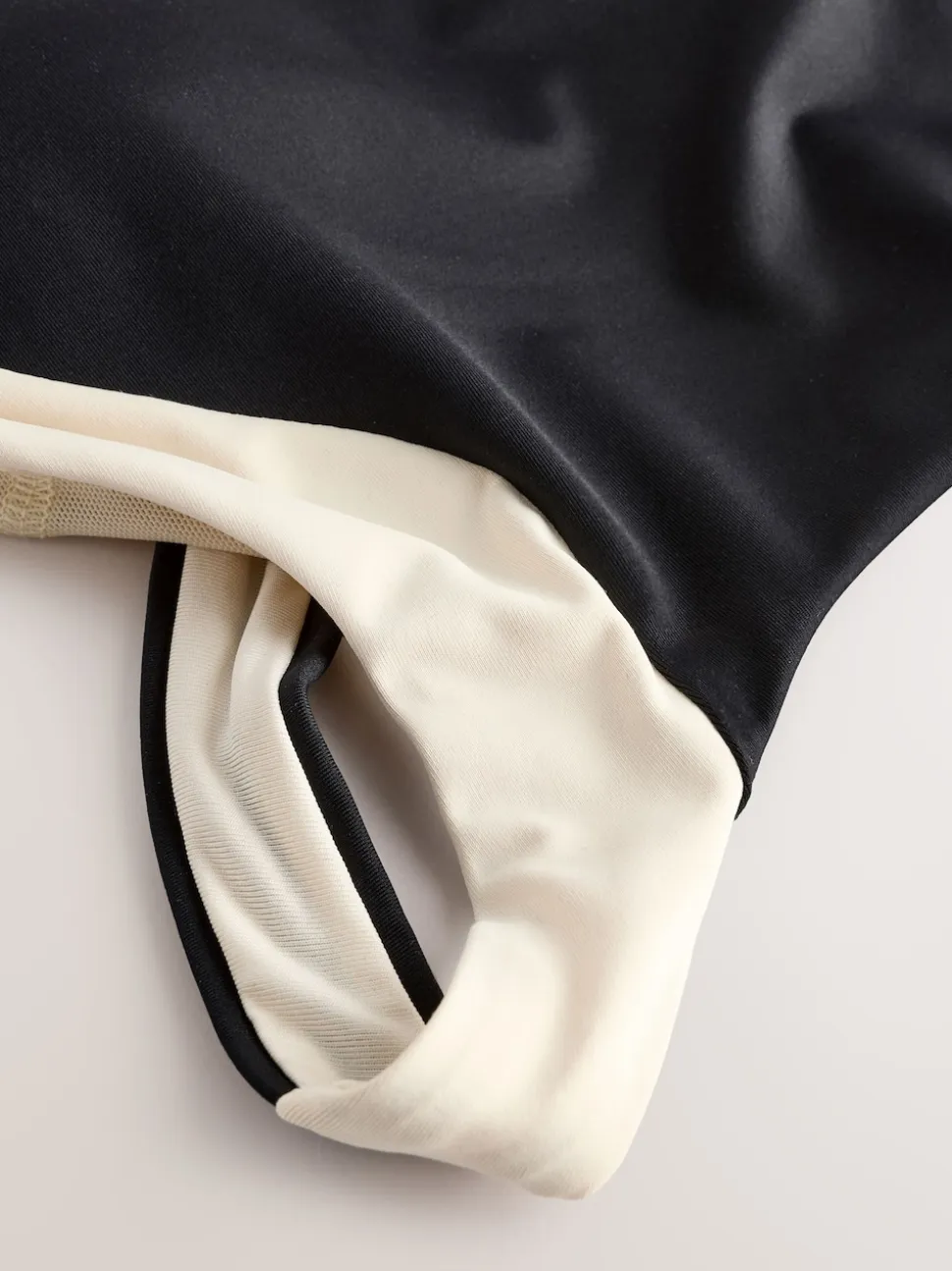 Black/Ecru High Neck Halterneck Tummy Control Swimsuit