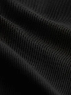 Black/Gold Trim Hardware Detail Racer Ribbed Vest Top