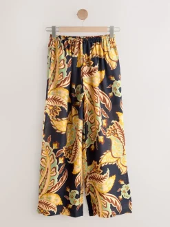 Black/Green Wide Leg Summer Trouser