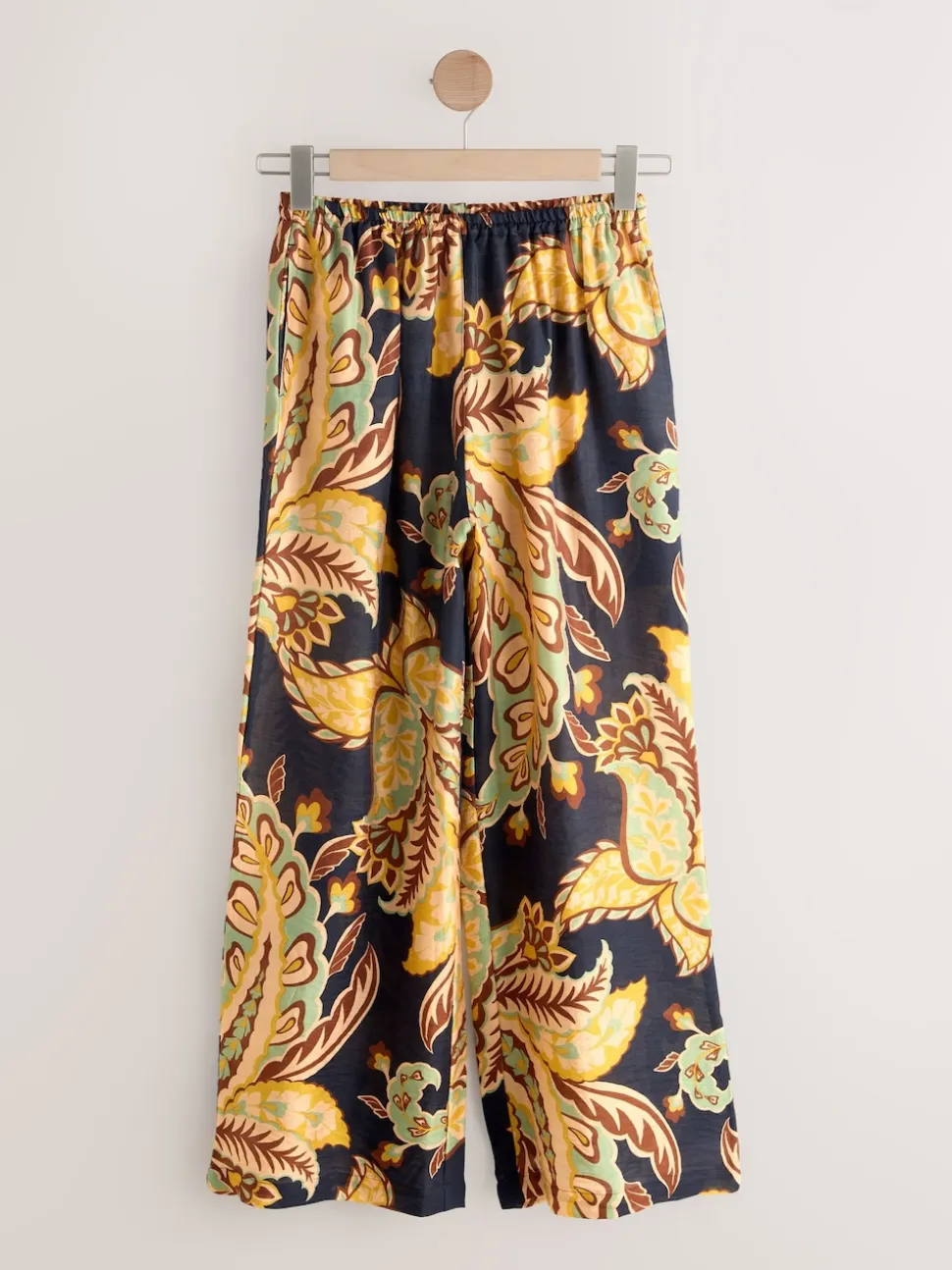 Black/Green Wide Leg Summer Trouser