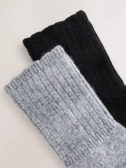 Black/Grey Containing Merino Wool Ankle Socks 2 Pack