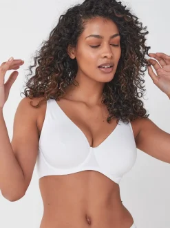 Black/Grey Marl/White Non Pad Full Cup DD+ Cotton Blend Ultimate Comfort Bras 3 Pack