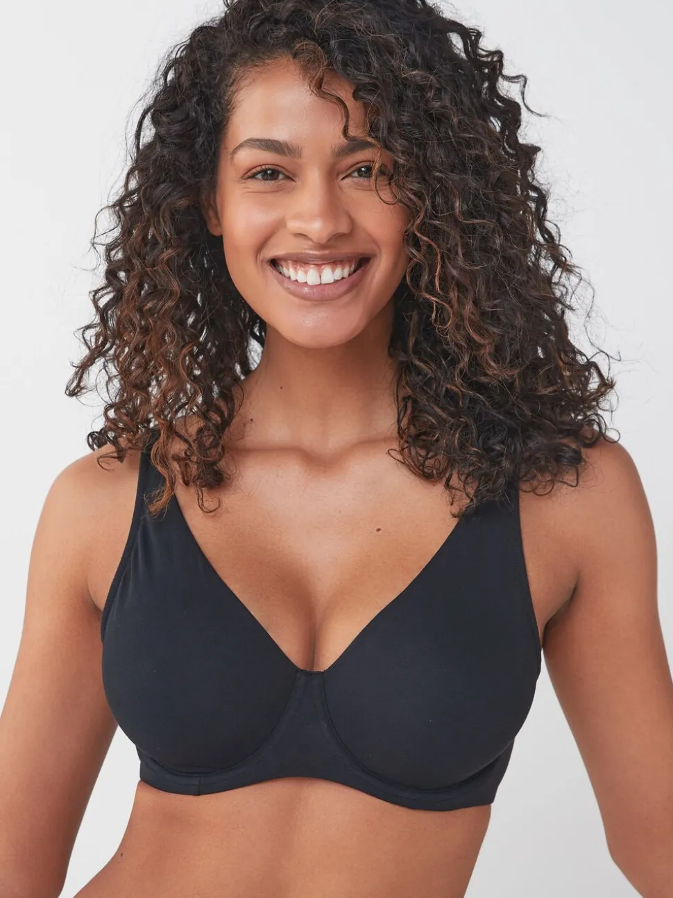 Black/Grey Marl/White Non Pad Full Cup DD+ Cotton Blend Ultimate Comfort Bras 3 Pack
