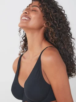 Black/Grey Marl/White Non Pad Full Cup DD+ Cotton Blend Ultimate Comfort Bras 3 Pack