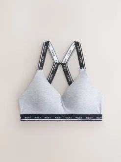 Black/Grey Ultimate Comfort Cotton Non Wired Padded Bras 2 Pack