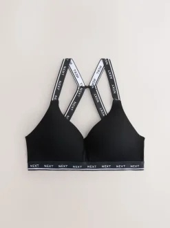 Black/Grey Ultimate Comfort Cotton Non Wired Padded Bras 2 Pack