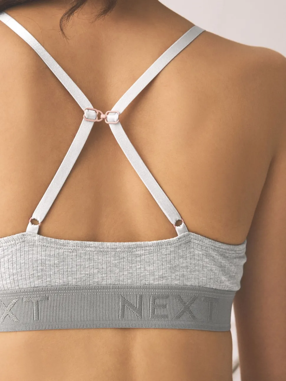 Black/Grey/Pink Cotton Ribbed Logo Bralettes 3 Pack