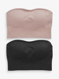Black/Light Pink Seamless Bandeau Ultimate Comfort Bras 2 Pack