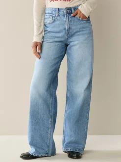 Black/Mid Blue Wide Leg Jeans 2 Pack