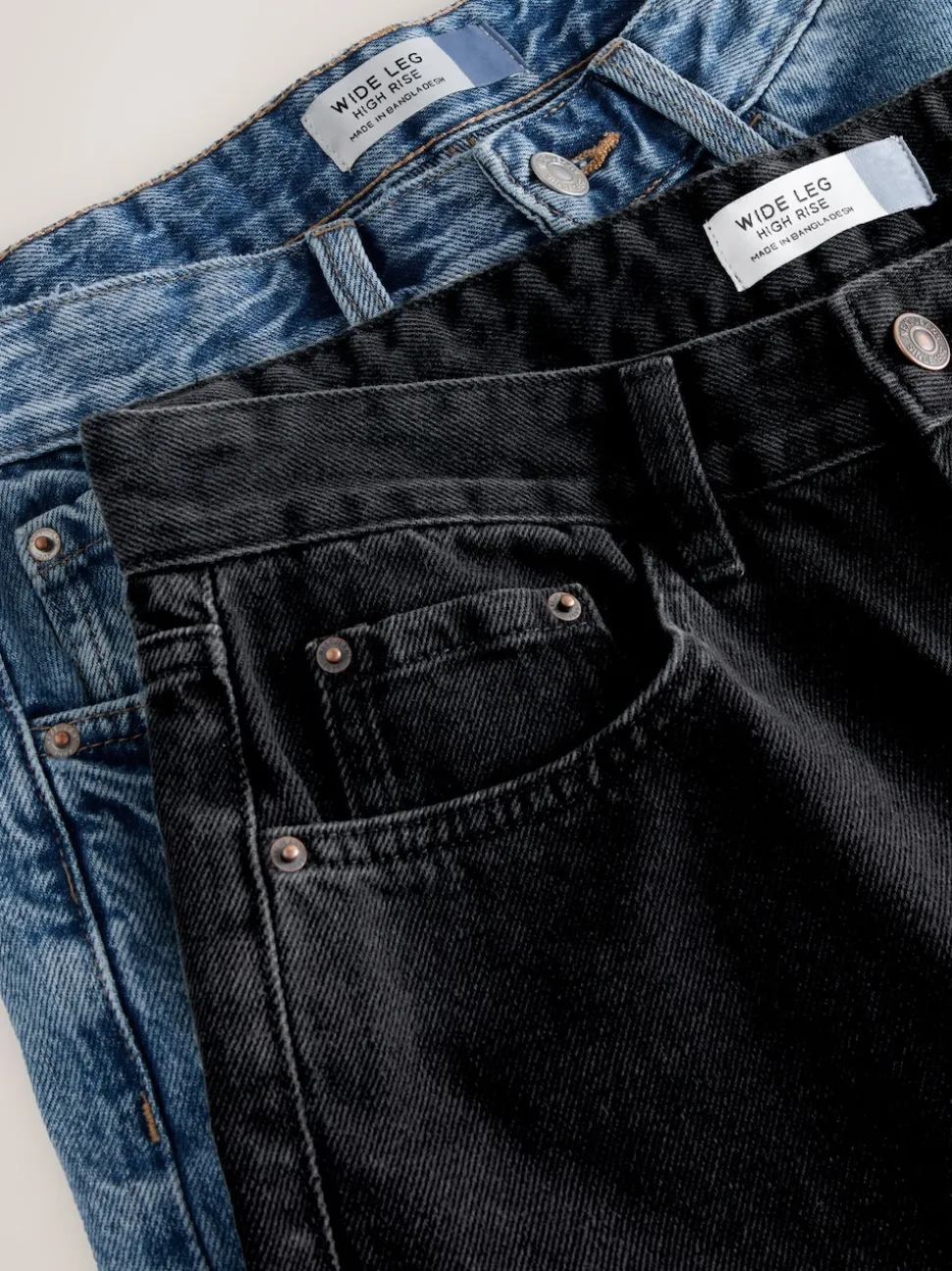 Black/Mid Blue Wide Leg Jeans 2 Pack