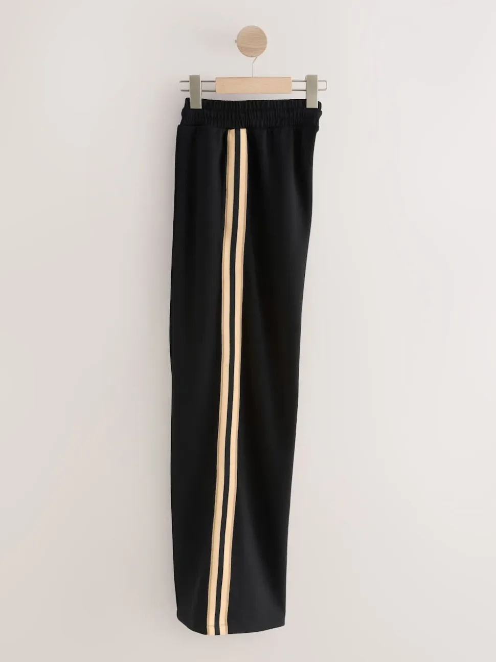 Black/Neutral Slinky Wide Leg Side Stripe Track Trousers