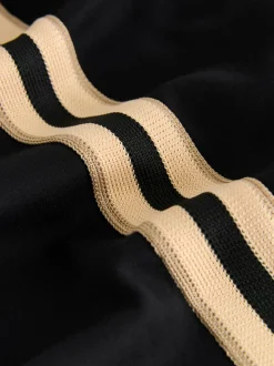 Black/Neutral Slinky Wide Leg Side Stripe Track Trousers