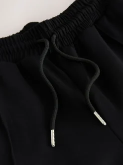 Black/Neutral Slinky Wide Leg Side Stripe Track Trousers