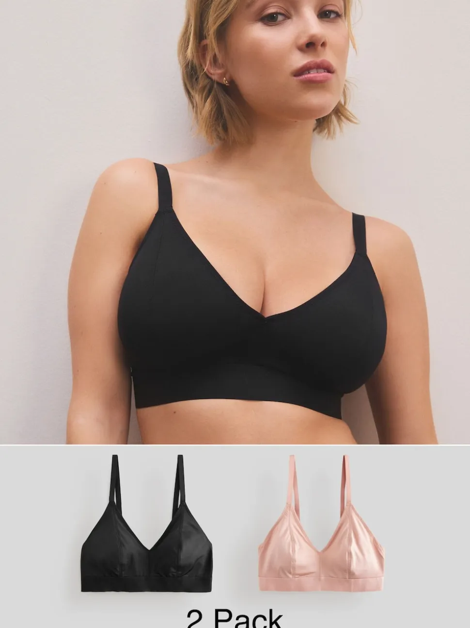 Black/Nude Bralette DD+ Ultimate Comfort Non Wire Bralettes 2 Pack