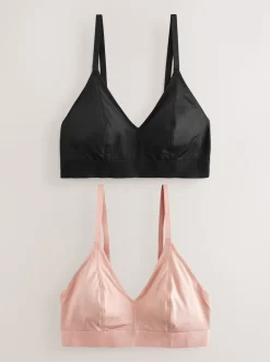 Black/Nude Bralette DD+ Ultimate Comfort Non Wire Bralettes 2 Pack