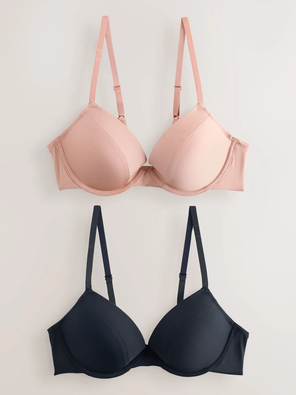 Black/Nude Push Up Pad Plunge A-E Smoothing Ultimate Comfort Bras 2 Pack
