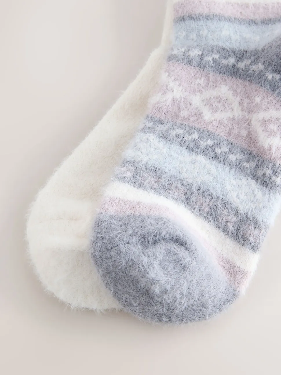 Black/Pastel Fairisle Superhairy Cosy Socks 2 Pack