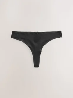 Black/Pastel Rose Nude/White Thong Cotton Rich Knickers 5 Pack