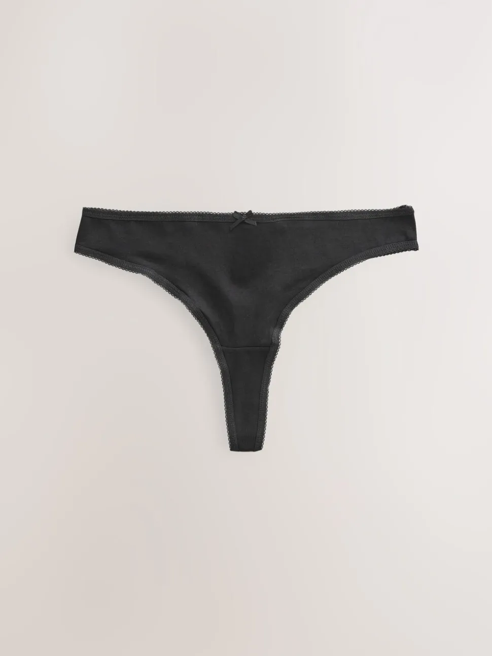 Black/Pastel Rose Nude/White Thong Cotton Rich Knickers 5 Pack