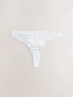 Black/Pastel Rose Nude/White Thong Cotton Rich Knickers 5 Pack