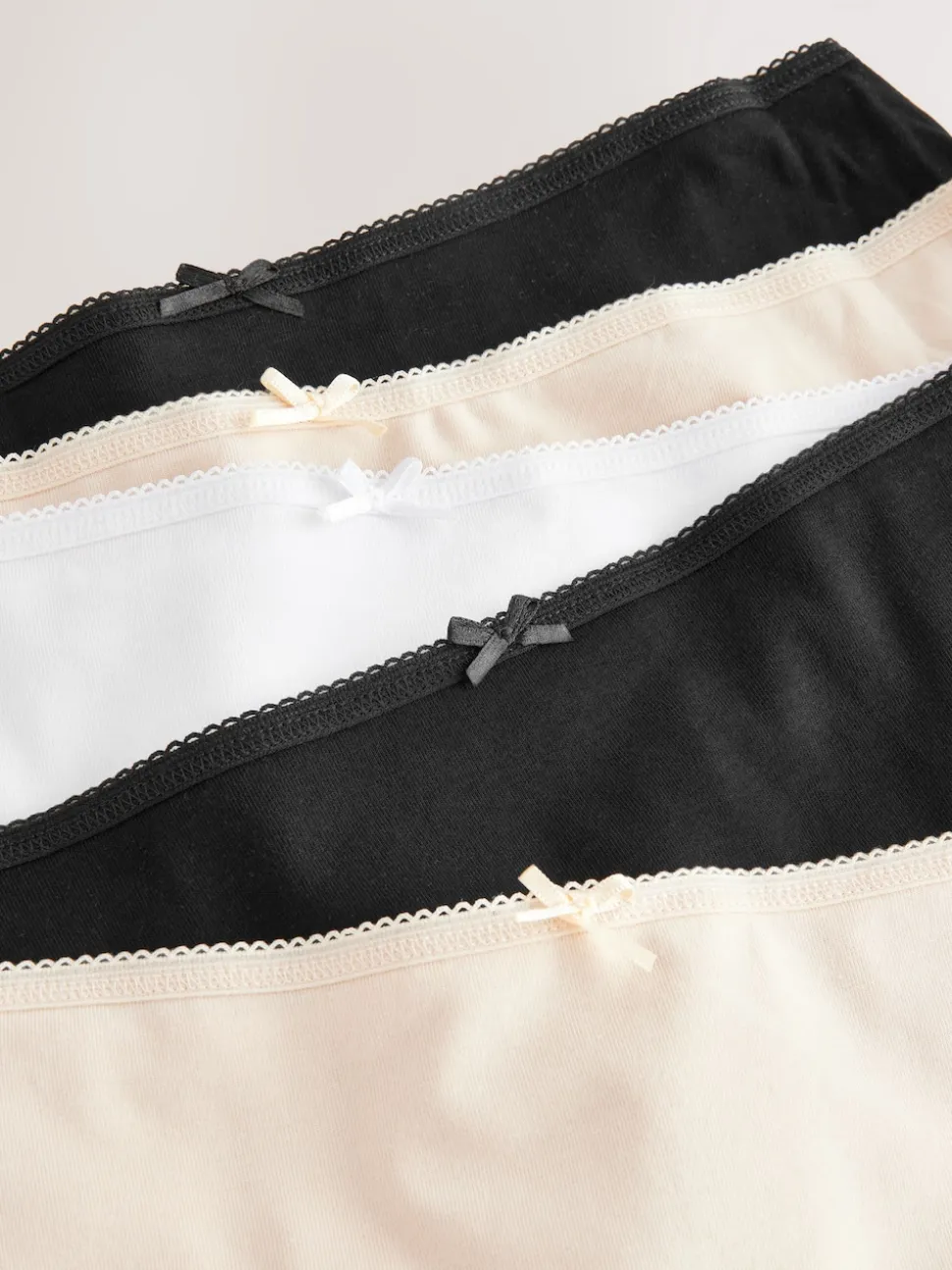 Black/Pastel Rose Nude/White Midi Cotton Rich Knickers 5 Pack